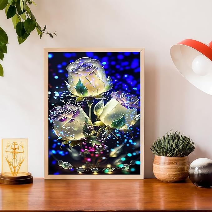 Mosaflare 5D Diamond Painting Kits for Adults, Valentine's Day Rose Diamond Art for Beginners, DIY Full Round Drill Paint by Diamonds Dot Gem Art for Adults, Home Wall Decor 12x16 Inch