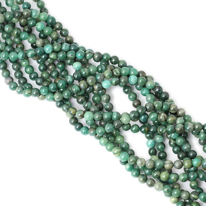 60PCS 6mm Natural Verdite Stone African Jade Gemstone Round Loose Beads for Jewelry Making DIY Findings 1 Strand 15"