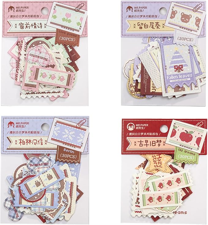 120 Pieces Vintage Stickers Pack with Retro Illustrations for Journaling Scrapbooking Bullet Journal Kawaii DIY Crafts
