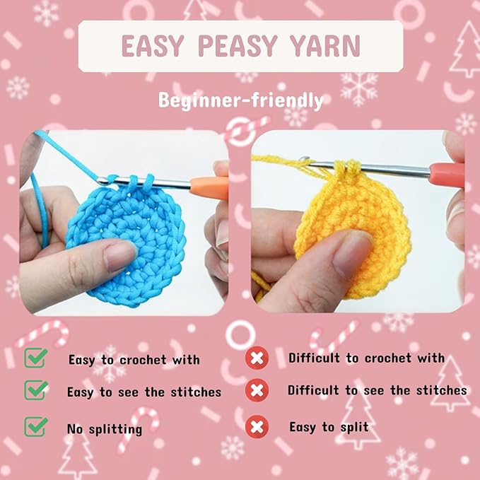 minimal beee Beginner Christmas Crochet Kit - 3-Piece Santa & Mrs. Claus Set, Complete Craft Supplies with Video Tutorials for Christmas Tree Decor.Gift Hobby for Adults