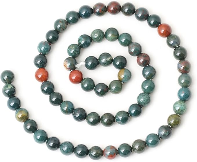 60PCS 6mm Natural Indian Bloodstone Round Loose Beads for Jewelry Making DIY Bracelet Necklace Materials 1 Strand 15"