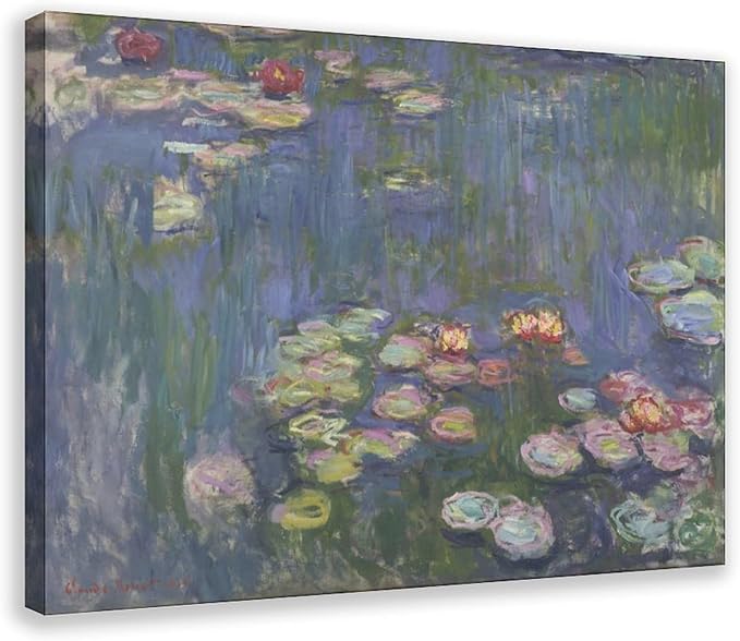 CFIOZYOS 40+ Monet Famous Print Posters Water Lilies2 by Claude Monet Impressionism Canvas Poster Wall Art Print Bedroom Decor Office Room Kitchen Decor Gift Frame 12×18inch(30×45cm)