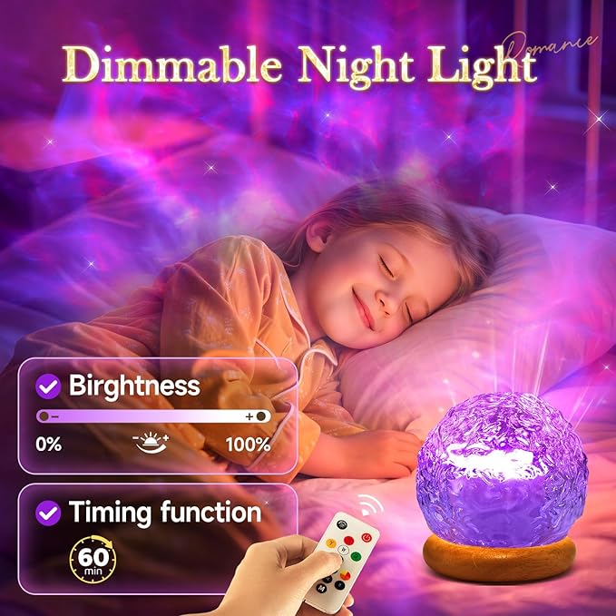 Christmas Gifts Teen Girls Kids Crystal Light Projector, 216 Modes Mood Lighting for Bedroom, Remote & USB Control Room Lights for Bedroom, Ambient Lighting Aesthetic Room Decor for Teen Girls Gifts