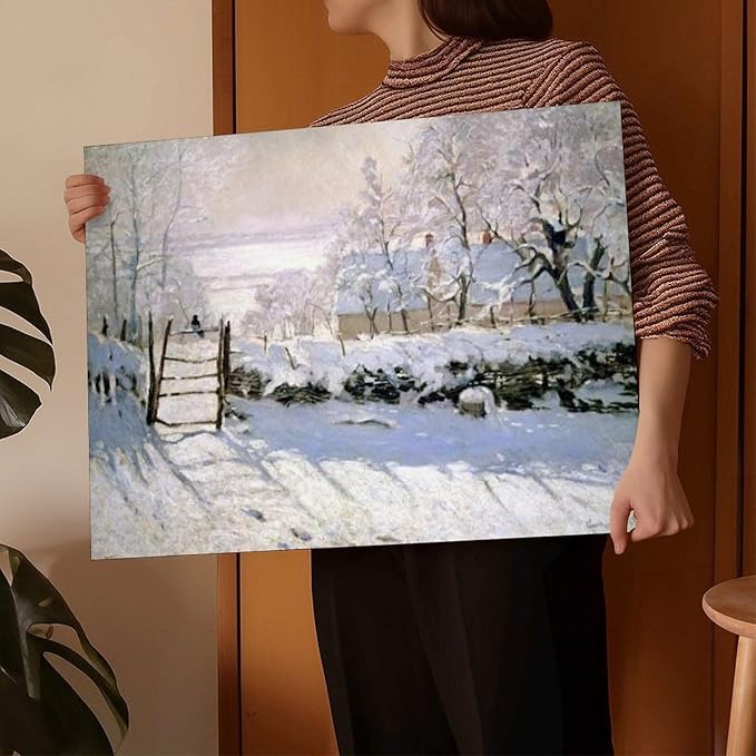 CFIOZYOS Claude Monet - The Magpie Canvas Art Poster And Wall Art Picture Print Modern Family Bedroom Decor Posters Frame 16x24inch(40x60cm)