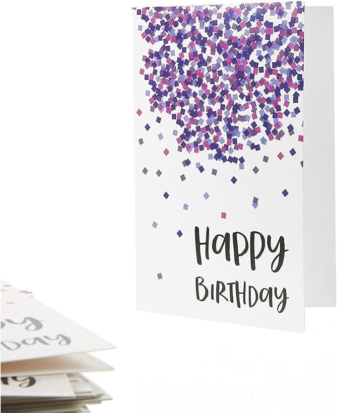 Birthday Greeting Cards - 4 x 6-Inch, 48-Pack, Multicolor Confetti Design - Blank Inside with Envelopes for Party & Business