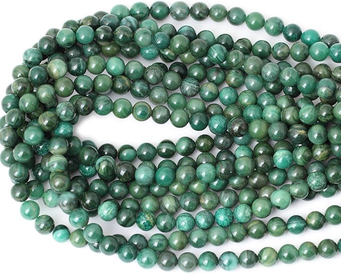 45PCS 8mm Natural Verdite Stone African Jade Gemstone Round Loose Beads for Jewelry Making DIY Findings 1 Strand 15"