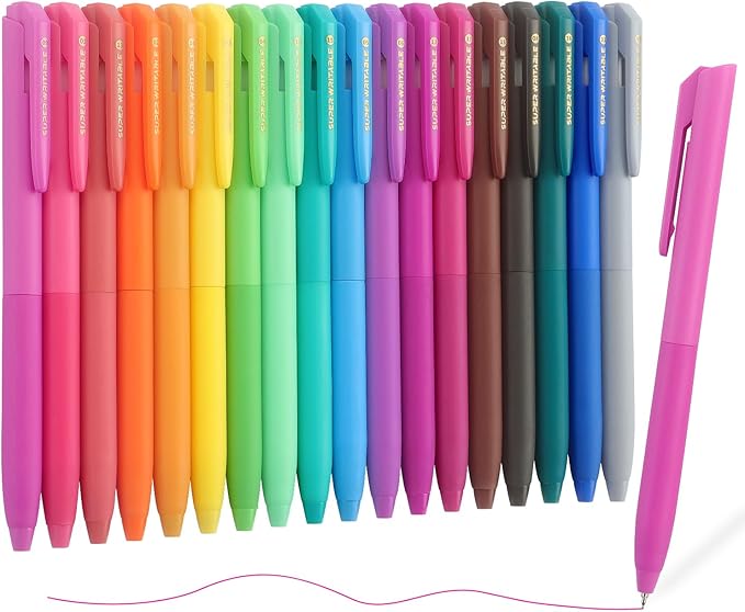 Bribobo Colored Gel Pens, 0.5mm Quick Dry Fine Point Smooth Writing Colorful Pens for Note Taking and Journaling, 18 PCS
