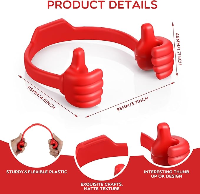 Yaomiao 8 Pcs Thumbs up Cell Phone Stands Universal Cell Phone Holder Flexible Mobile Phones Stand Adjustable Smartphone Stand Holder for Desk Offices Bedrooms Airplanes Travel (Red, Green)