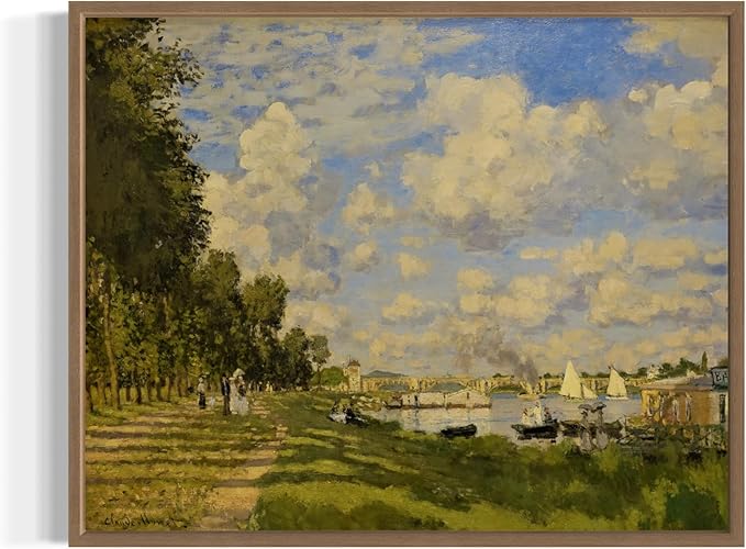 The Basin at Argenteuil Claude Monet Wall Art Print Poster, Impressionist Painting Wall Art Wall Decor, for Bedroom and Living room Bathroom Decor 115 (The Basin at Argenteuil, 11 x 14 inches, Wood Frame)