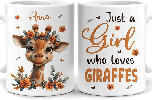 Hyturtle Personalized Cute Giraffe Coffee Mug - Gift For Giraffe Lover - Custom Name Coffee Cup Ceramic Mug 11oz - 15oz