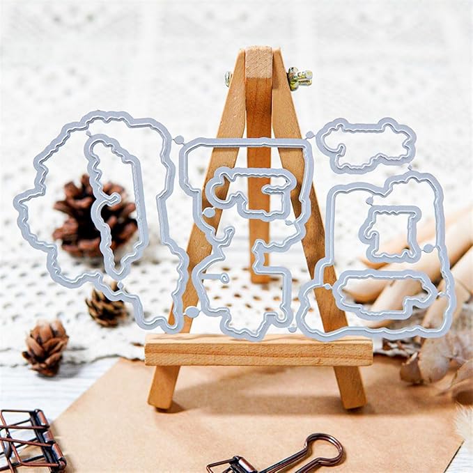Christmas Tree Sofa Fireplace Stamps and Cutting Dies for Card Making DIY Transparent Silicone Clear Stamp and Metal Die Cuts Sets for Scrapbooking Paper Greeting Cards Decor Seals Craft Supplies