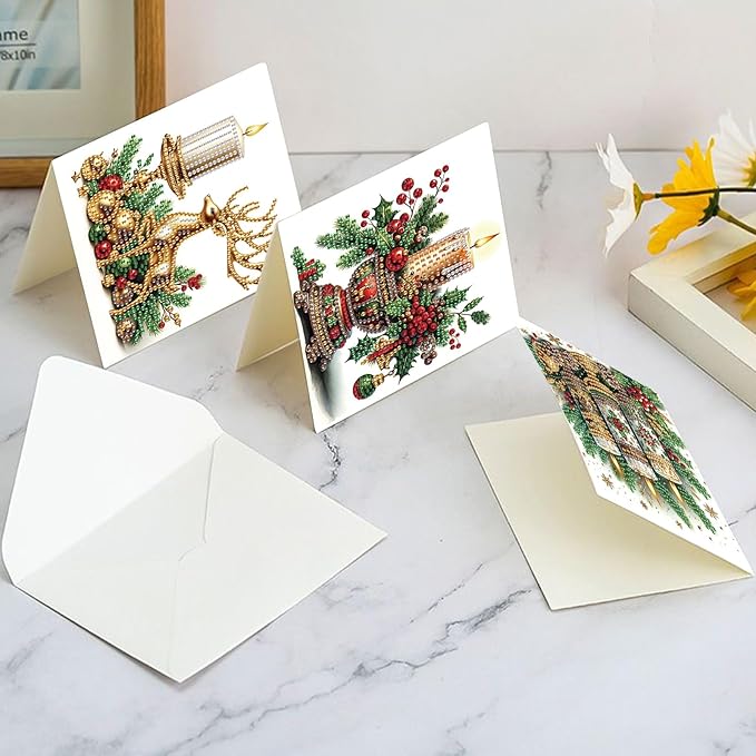 Diamond Painting Greeting Card Kit, Special Shaped Diamonds Painting, DIY Handcraft for Relatives and Friends with Wishes,Unique Design Crafting for Birthday or Holiday Cards