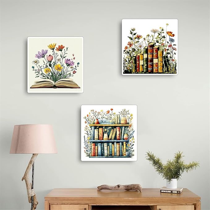 Jiqinsiye 3 Pcs Wooden Framed Flower Paint by Number for Adults,DIY Book Painting Kits for Adult,Color by Numbers Acrylic,Paint by Number Canvas Crafts Watercolor for Beginner Home Decor. (Flowers)