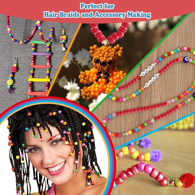 QPIXVB 1100PCS Red Pony Beads,Christmas Beads for Jewelry Making,Friendship Bracelet Bead Kit for Crafts,Bulk Pony Bead for Christmas DIY Crafts Gifts