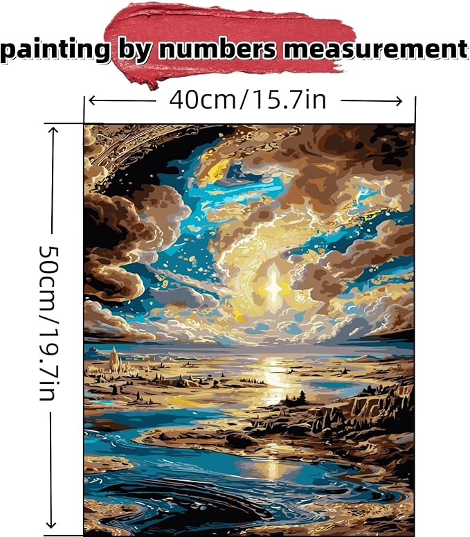 JYXSJYYD Paint by Numbers Kit for Adults Beginner,Sky River Paint by Number Kits Canvas Without Framed,Earth DIY Acrylic Oil Painting Adults Paint by Numbers Kits for Home Wall Decor 16x20 Inch