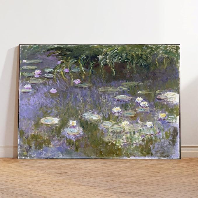40+ Monet Famous Print Posters Water Lilies by Claude Monet Impressionism Canvas Posters Print Wall Art Bedroom Office Room Decor Gift Frame 20×30inch(50×75cm)