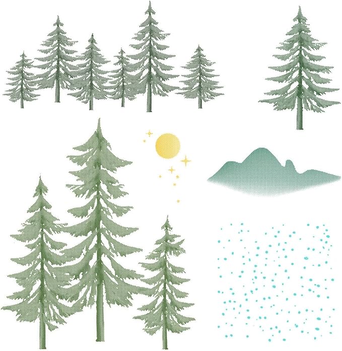 Snow Christmas Tree Stamps and Cutting Dies for Card Making DIY Transparent Silicone Clear Stamp and Metal Die Cuts Sets for Scrapbooking Paper Greeting Cards Decor Seals Craft Supplies