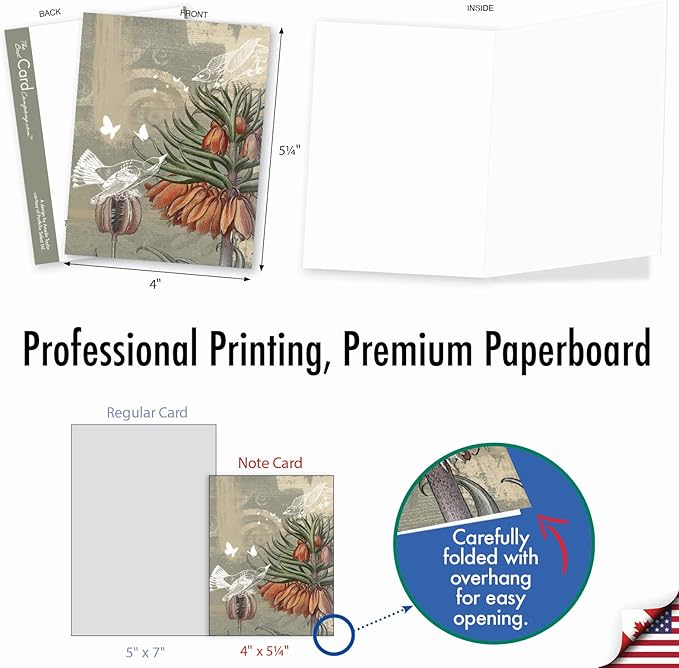 The Best Card Company - 10 Assorted Flower Cards Blank for Women (4 x 5.12 Inch) - All Occasion Floral Greetings Boxed - Floral Collages M2986OCB