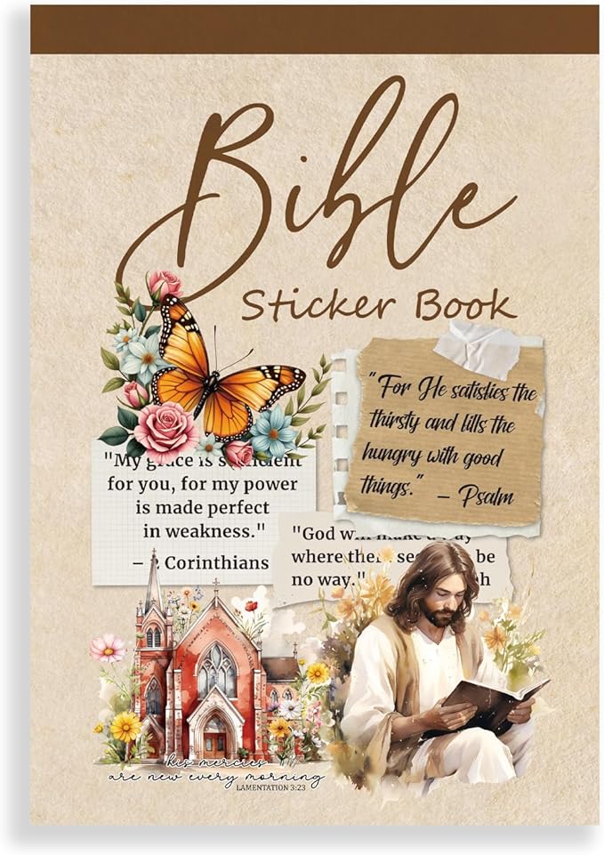 Christian Sticker Book, 28 Sheets 353 Pcs Inspirational Bible Stickers for Water Bottle Journaling Scrapbook Laptop, Christian Gifts
