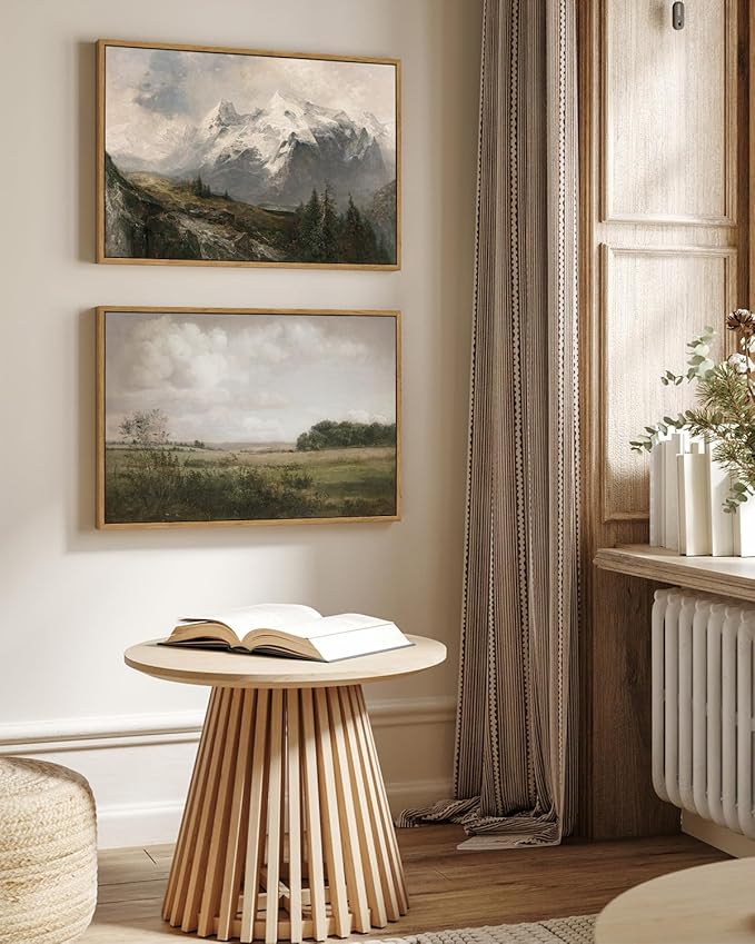 VIYYIEA Nature Large Framed Wall Art, Wilderness Vintage Art Decor Room Aesthetic, 16X24 Inch Canvas Print Artwork, Farmhouse Landscape Painting Wall Decor for Bedroom Bathroom Office