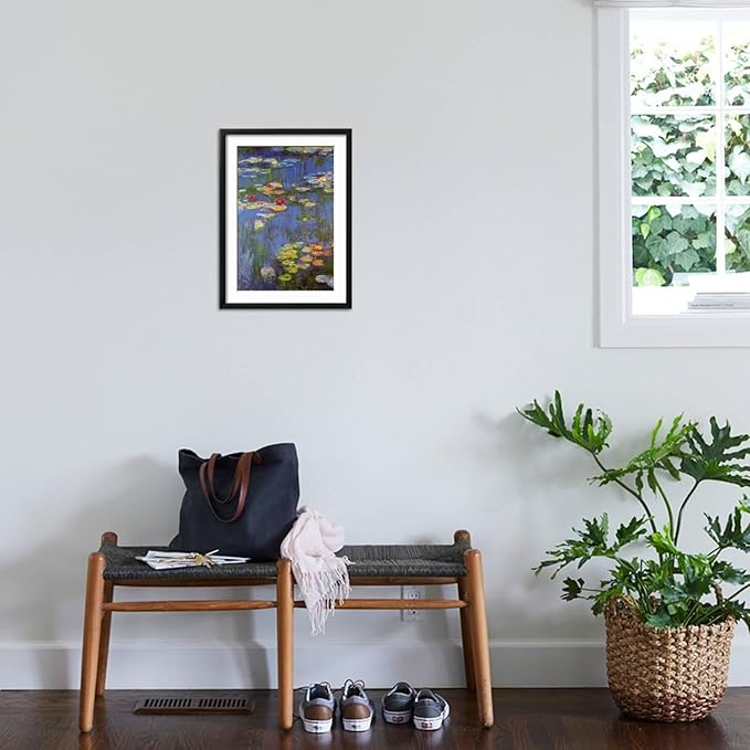 ART.COM Wall Art Print Water Lilies No. 3 on Black Frame by Claude Monet, 17" x 23"