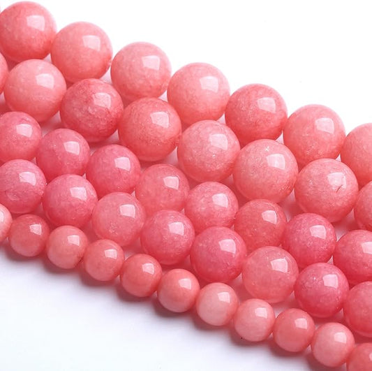 90PCS 8MM Natural Stone Pink Jade Beads Rhodochrosite Chalcedony Beads for Jewelry Making DIY Bracelet 2 Strands