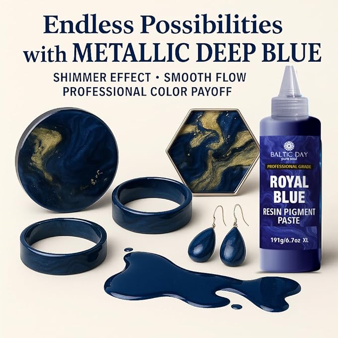 Royal Blue Epoxy Resin Pigment Paste XL (191g/6.7oz) – Opaque Epoxy Dye & High Concentration Coloring Paste, Mica Powder Alternative for Resin Art, Jewelry, Tumblers, River Tables & Crafts