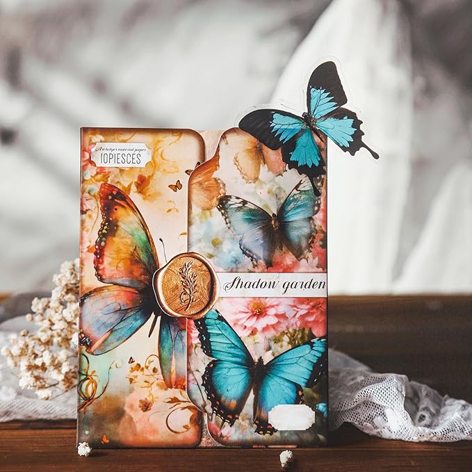 Yoksas 80 Sheets Vintage Butterfly Honeybee Flowers Garden Scrapbook Paper - Aesthetic Junk Journals Scrapbooking Decorative Paper for Posters,Card Making, Craft Supplies