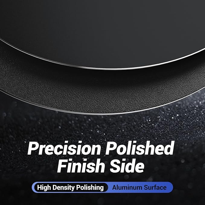 HONKID Metal Aluminum Mouse Pad, Thin Hard Mousepad, Double Sided Waterproof Fast and Accurate Control Mousepad for Laptop, Computer and PC, Office, Round Black
