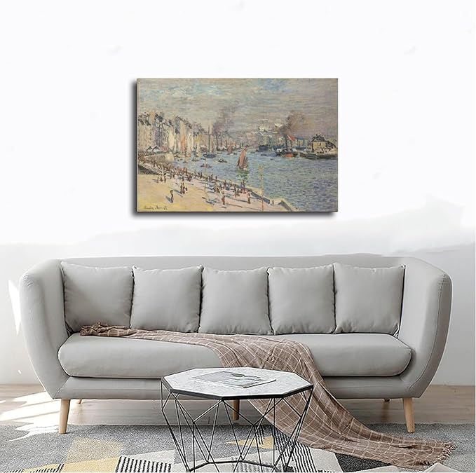 40+ Monet Famous Print Posters Port of Le Havre by Claude Monet Impressionism Canvas Posters Print Wall Art Bedroom Office Room Decor Gift Frame 20×30inch(50×75cm)