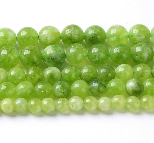 90pcs 4mm Natural Peridot Green Lace Jades Beads Round Loose Spacer Beads for Jewelry Making DIY Bracelets Crystal Energy Healing Power Stone 15 Inch(4mm, Green Peridot Jade)