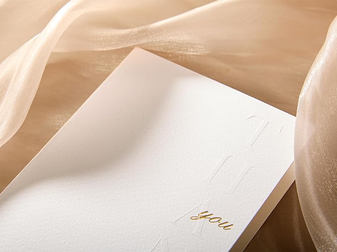 20 Pack Thank You Cards with Envelopes, 4.25×5.5 Inch Textured Thank You Notes, Raised Embossed Letter Thank You Cards with Gold Foil Seal Envelopes, Blank Inside for Wedding Baby Shower Business