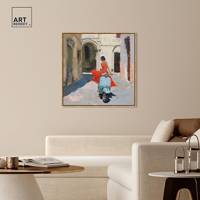 Art Remedy Venice Visits Canvas Classic Landscape Art, Gold Frame, 40" x 40"