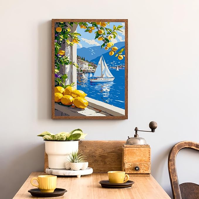 Mosaflare Paint by Numbers for Adults Beginner, Lemon Adult Paint by Number Kits on Canvas, DIY Acrylic Oil Easy Painting by Numbers for Home Wall Decor 12X16 inch (Without Frame)