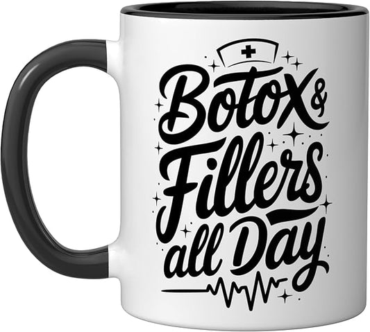 Botox Nurse Injector Design for Aesthetic Cosmetic Nursing Ceramic Mug, Black/White