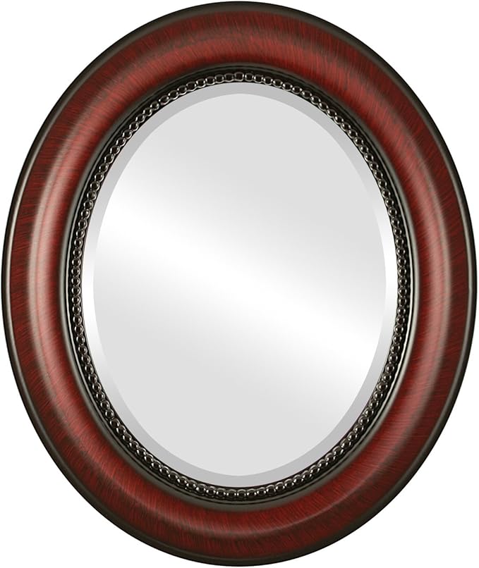 OVALCREST Oval Beveled Wall Mirror for Home Decor - Heritage Style - Vintage Cherry - 29x41 Outside Dimensions