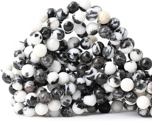 45PCS 8mm Natural Black White Zebra Jasper Gemstone Round Loose Beads Crystal Energy Stone for DIY Jewelry Making 1 Strand 15"