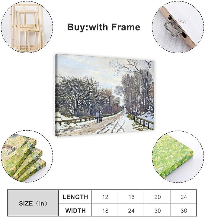 40+ Monet Famous Print Posters The Road to The Farm of Saint-Simeon by Claude Monet Impressionism Canvas Art Poster And Wall Art Picture Print Modern Family Bedroom Decor Posters Frame 24×36inch(60×90