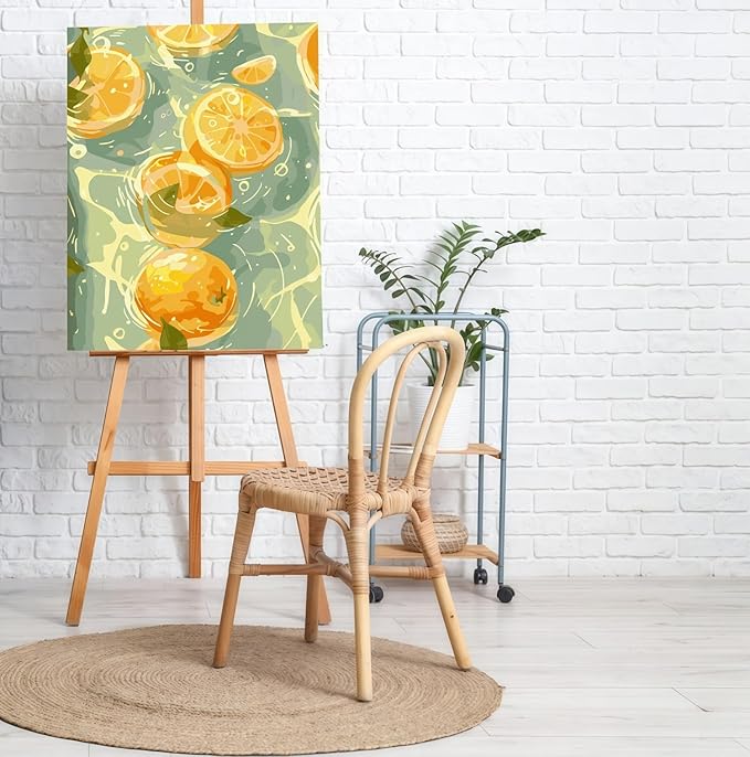 CSZPPQAF Paint by Numbers Kit for Adults Beginner, Fruit Lemon Paint by Number Kits on Canvas, DIY Easy Acrylic Watercolor Oil Painting by Numbers for Home Wall Decor 12X16inch