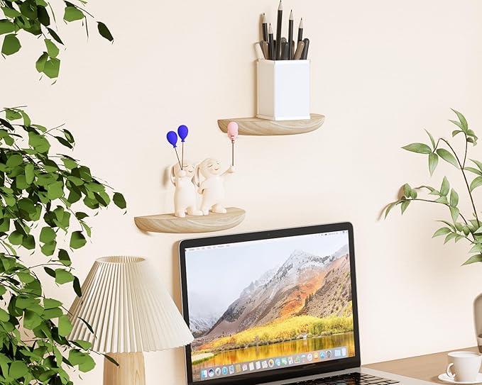 Solid Wood Half Round Floating Wall Shelves | Elegant Floating Shelves, Elevate Your Space. Perfect for Living Rooms, Bathrooms, Bedrooms, Offices, Children's Rooms