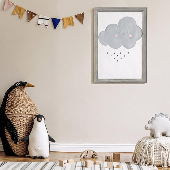 KTKDE Studio Gallery 18x24 Select Poster Frame Set of 3, Grey Wooden frames Display Poster, Posters & Art Prints for Artwork Wall Vertical or Horizontal Display best gift