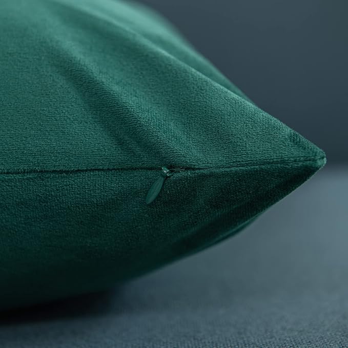 Decorative Pillow Covers 18x18 Green Christmas: 2 Pack Cozy Soft Velvet Square Throw Pillow Cases for Farmhouse Home Decor