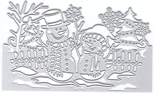 DzIxY Pretty Christmas Snowman Metal Cutting Dies for Card Making Embossing Paper Die Cuts Sets Album Scrapbooking Templates Stencils Storage Pockets