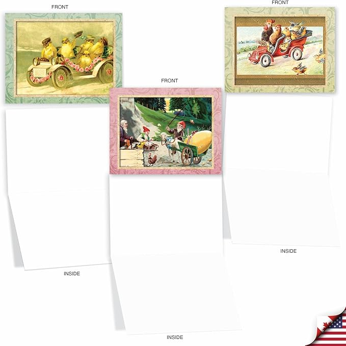 The Best Card Company - 20 Blank Notes with Envelopes - All Occasion Animal Assortment (10 Designs, 2 Each) - Springtime Chicks AM3196OCB-B2x10