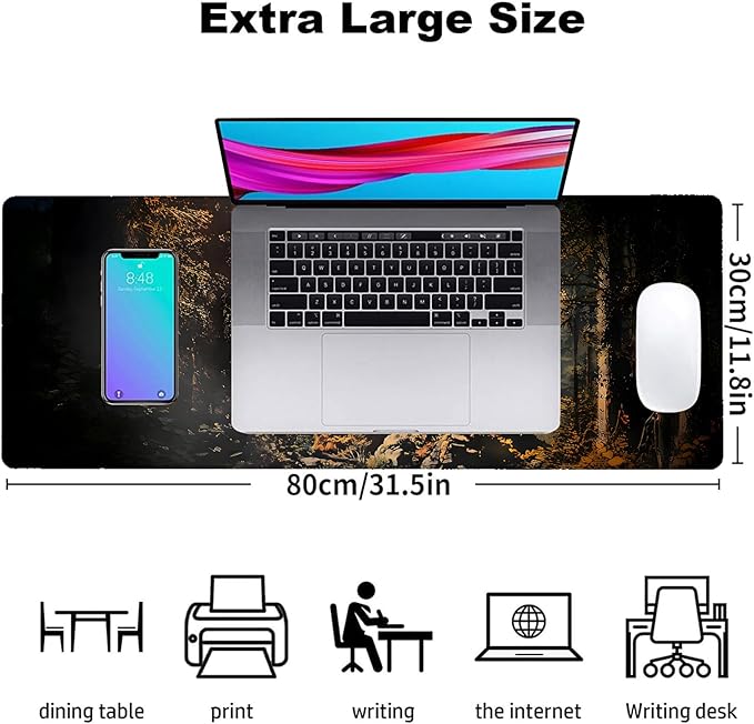 Wildlife Gaming Mouse Pad, Office Desk Mat, Anti-Slip Rubber Base Cool Aesthetic Mouse Pads for Computer Laptop Keyboard School Home Desktop Gamer Home Accessories Decor 31.5" x 11.8"
