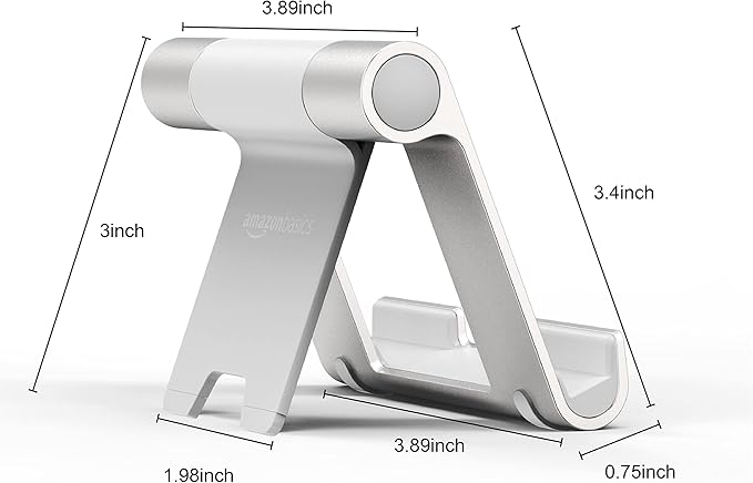 AmazonBasics L6LSH001-CS-R Multi-Angle Portable Stand for Tablets, E-readers and Phones - Silver