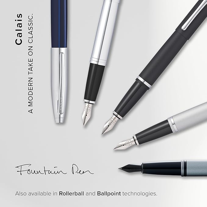 Cross Calais Refillable Fountain Presented in a Luxury Gift Box - Medium Point, Black Ink, Matte Black