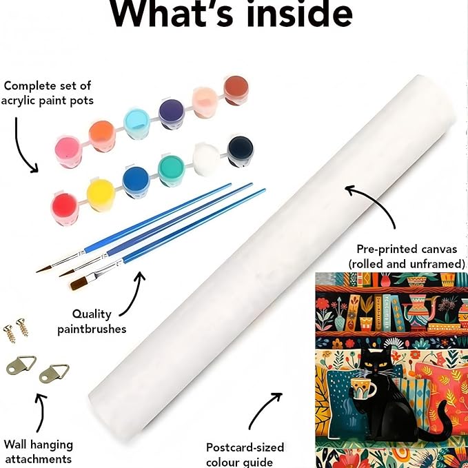 Black Cat Paint by Numbers Kit for Adults Beginner, Animals Oil Painting Kit Adult Paint by Number Kits on Canvas DIY Acrylic Watercolor Easy Paint by Numbers Canvas for Home Wall Decor 16X20inch