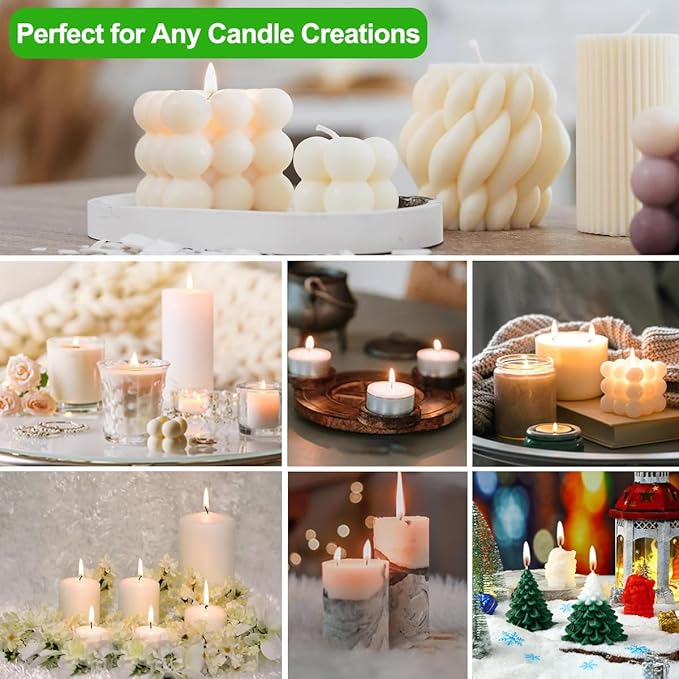JBEIY Soy Candle Wax for Candle Making, Including 2.2 lbs Organics Soy Wax Beads, 200 Cotton Candle Wicks, 100 Wick Stickers, 4 Wicks Holder &1 Spoon, Start DIY Candle Kit for Adults, Beginners