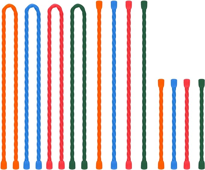 12 PCS Silicone Cable Ties 4 6 12 Inch Steel-Core Twist Ties Reusable Rubber Ties Straps for Organizing Bundling and Holding Wire All Purpose Bendable Cord Tie for Indoor and Outdoor (4 Colors)